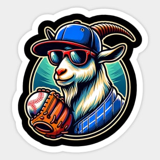 Baseball Goat Cool Cap Sunglasses Sticker
